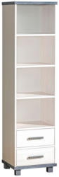 Jugendzimmer - Regal Hermann 03, Farbe: Weiß gebleicht / Grau, teilmassiv - 181 x 49 x 40 cm (H x B x T)