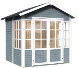 Gartenhaus Leisnig 01 inkl. Fußboden und Dachpappe, Hellgrau lackiert - 19 mm Elementgartenhaus, Nutzfläche: 5,10 m², Satteldach