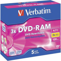 DVD-RAM Rohling 4.7 GB Verbatim 43450 5 St. Jewelcase