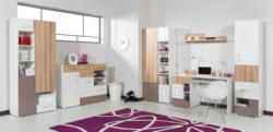 Jugendzimmer Komplett - Set A Lian, 6-teilig, Hellbraun / Weiß / Cappuccino