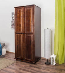 Kleiderschrank Kiefer Vollholz massiv Nussfarben 007 - Abmessung 190 x 80 x 60 cm (H x B x T)