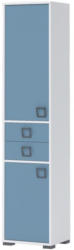 Kinderzimmer - Schrank Benjamin 25, Farbe: Weiß / Blau - Abmessungen: 198 x 44 x 37 cm (H x B x T)