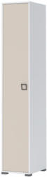 Drehtürenschrank / Kleiderschrank 16, Farbe: Weiß / Creme - Abmessungen: 236 x 44 x 56 cm (H x B x T)