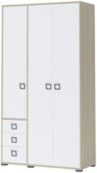 Kinderzimmer - Drehtürenschrank / Kleiderschrank Benjamin 19, Farbe: Esche / Weiß - Abmessungen: 236 x 126 x 56 cm (H x B x T)
