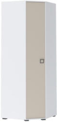Kinderzimmer - Drehtürenschrank / Eckkleiderschrank Benjamin 20, Farbe: Weiß / Creme - Abmessungen: 236 x 86 x 86 cm (H x B x T)