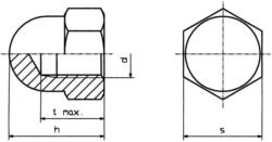 TOOLCRAFT M4 D1587-STAHL:A2K 194787 Sechskant-Hutmuttern M4 DIN 1587