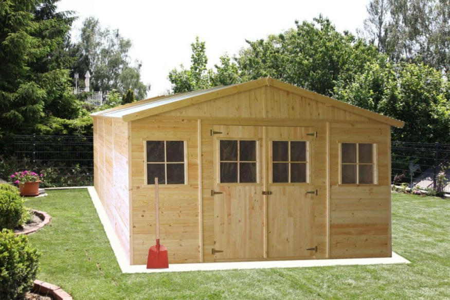 Gartenhütte Holz Innsbruck 4,14 x 4,20 Meter aus 19mm Blockbohlen für