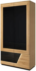 Drehtürenschrank / Kleiderschrank mit Türanschlag rechts Belica 28, Farbe: Eiche natur / Schwarz, teilmassiv - Abmessungen: 192 x 102 x 60 cm (H x B x T)