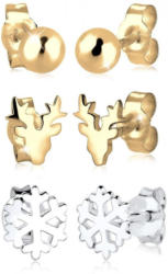 Elli Ohrring-Set »2er Set Bi-Color Rentier Schneeflocke Silber«
