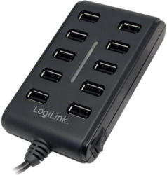 LogiLink UA0125 10 Port USB 2.0-Hub Schwarz