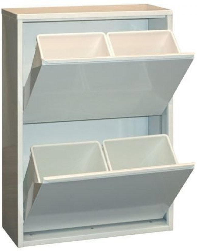 wogibtswas.at - Metallschrank mit 4 Behälter in Weiß - Maße: 92 x 63 x