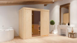 Sauna Giulia 05, 68 mm Wandstärke - 196 x 118 x 198 cm (B x T x H) - Ausführung:inkl. Ofen mit externer Steuerung
