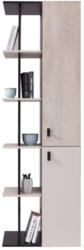 Schrank Aalst 05, Farbe: Eiche / Creme / Schwarz - Abmessungen: 190 x 60 x 40 cm (H x B x T)