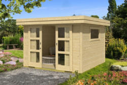 Gartenhaus G148 inkl. Fußboden - 28 mm Blockbohlenhaus, Grundfläche: 9 m², Flachdach