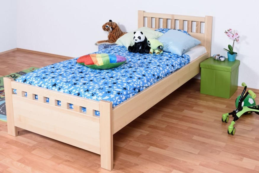 Kinderbett / Jugendbett Buche massiv Vollholz natur 109C, inkl