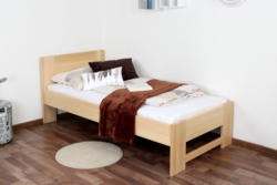 Einzelbett / Gästebett Buche massiv Vollholz natur 111, inkl. Lattenrost - Abmessung 90 x 200 cm (B x L)