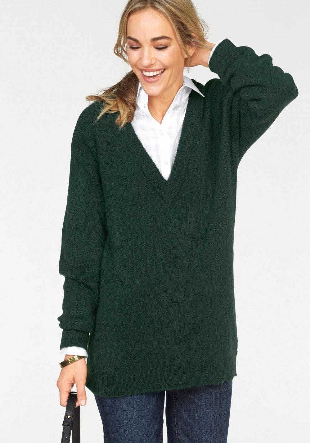 Пуловер женский с v-образным вырезом
