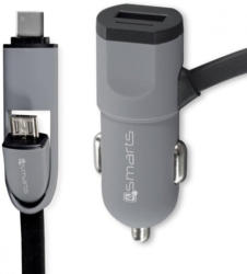 4Smarts Lader »MultiCord KFZ-Lader Micro-USB + USB Typ-C«