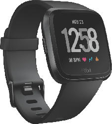 Smartwatches - FITBIT Versa Smartwatch Aluminium, Elastomer, S-L, Schwarz/Schwarz