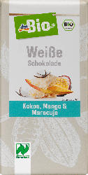 dmBio Schokolade, Weiße Schokolade mit Kokos, Mango & Maracuja, Naturland