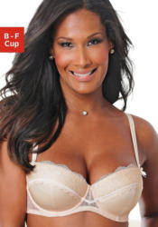 LASCANA Balconnet-BH "Yvette" aus schimmerndem Satin mit Spitze