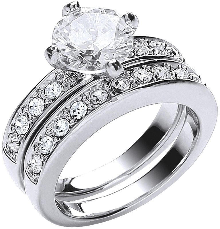 Buckley London Ring-Set rhodiniert mit Kristallen