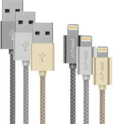 PNY Lightning Kabel »Ummantelt, Silber (C-UA-LN-S01-04)«
