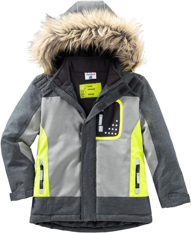 Jungen Schneejacke mit Fellimitat
