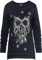 Damen Pullover mit Eule aus Pailletten