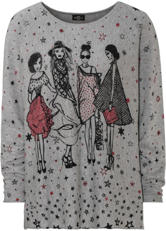 Damen Longpullover mit Glitzersteinchen