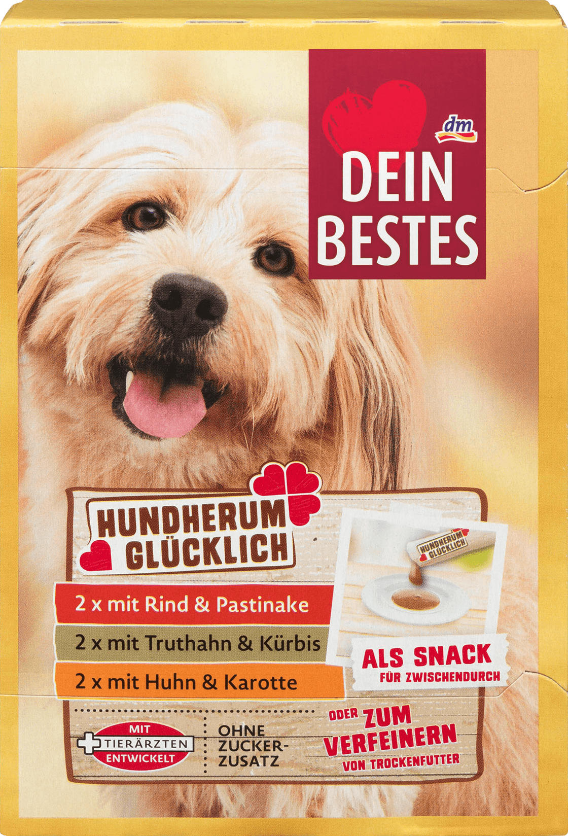 Dein Bestes Snack Fur Hunde Hundherum Glucklich 2x Mit Rind Und Pastinake 2x Mit Truthahn Und Kurbis 2x Mit Huhn Und Karotte Multipack 6x G Nur 1 65 Dm Drogerie Markt Angebot Barcoo