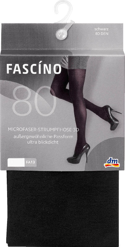 FASCÍNO Strumpfhose 3D aus Microfaser 80 DEN, schwarz Gr. 42/44