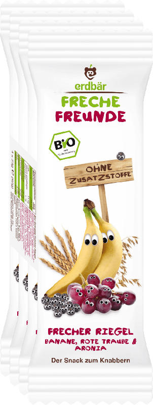 Freche Freunde Fruchtriegel mit Getreide Banane, Rote Traube & Aronia ab 1 Jahr, 4x23g
