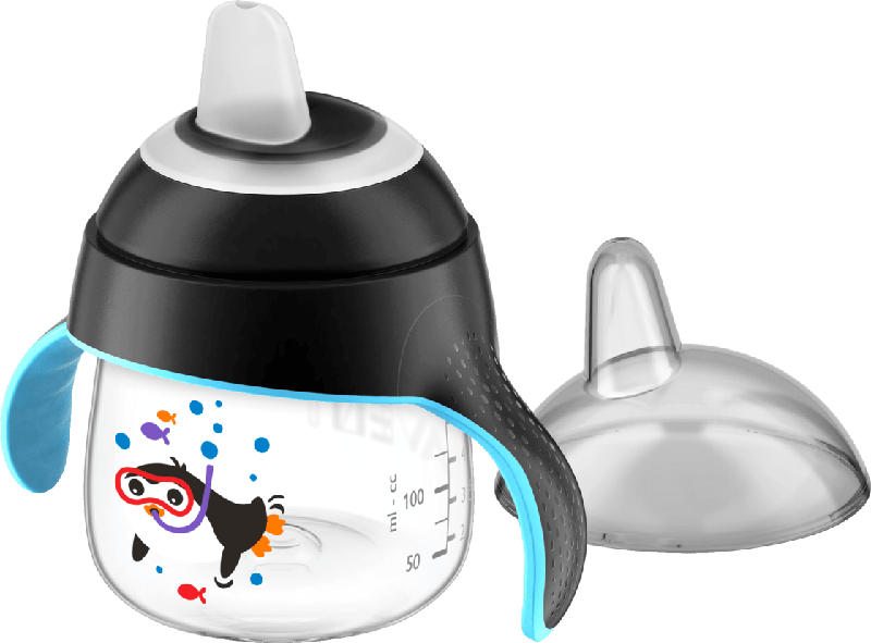 Philips AVENT Trinkbecher „Pinguin“, Sip No Drip 200ml, ab 6 Monate, schwarz