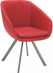 Stuhl In Leder, Metall Nickelfarben, Rot