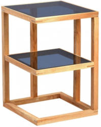 Beistelltisch In Holz, Glas 40/40/60 Cm