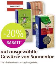 -20% auf ausgewählte Bio-Gewürze von Sonnentor