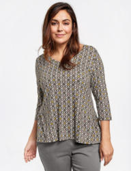 SAMOON T-Shirt 3/4 Arm Rundhals Shirt mit seitlichen Volants