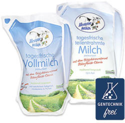 Hemme tagesfrische Milch 1,8/3,7 % Fett, jeder 1-Liter-Beutel