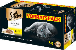 Sheba Nassfutter für Katzen, Selection in Sauce, Geflügel Variation, Multipack, 32x85g