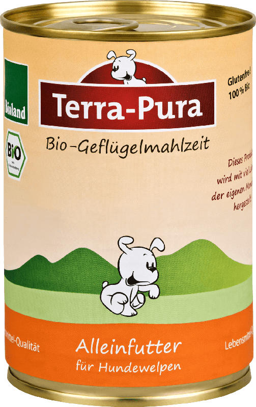 Terra Pura Nassfutter für Hunde, Junior, Bio Geflügelmahlzeit