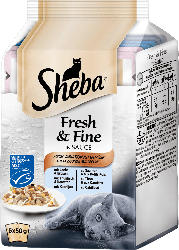 Sheba Nassfutter für Katzen, Fresh & Fine, Fisch Variation mit Gemüse in Sauce, 6x50g