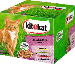 kitekat Nassfutter für Katzen, Markt-Mix in Gelee, Multipack, 24x100g