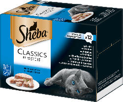 Sheba Nassfutter für Katzen, Classics in Pastete, Fisch Variation, Multipack, 12x85g