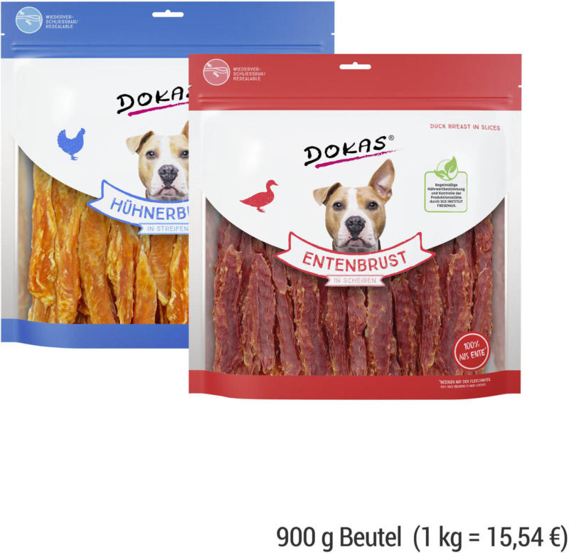 DOKAS ENTEN- oder HÜHNERBRUST 900 g Beutel