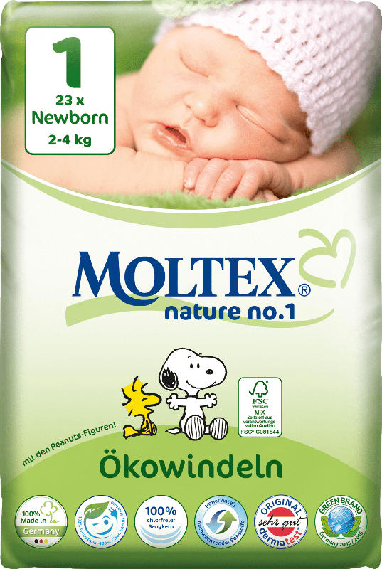 Moltex Windeln nature no.1 Größe 1 Newborn, 2-4kg,