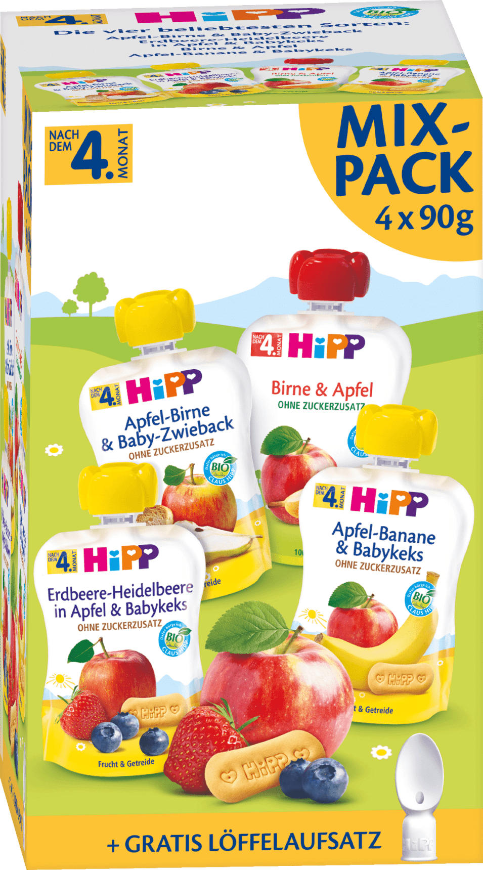 Hipp Quetschbeutel Mix Pack Fur Babys Nach Dem 4 Monat 4x90g Nur