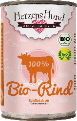 HerzensHund Nassfutter für Hunde, 100% Bio-Rind, Muskelfleisch, Herz, Lunge