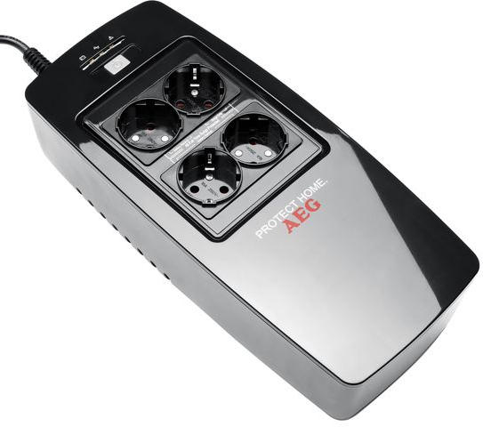 AEG - Protect Home 600VA OFF-LINE USV Schwarz Lüfterlos Rundum-Schutz BRANDNEU