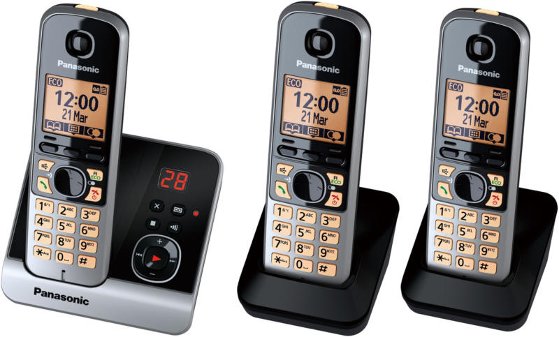Panasonic KX-TG6723GB Schwarz Trio mit AB Schnurlostelefon ECO-DECT BRANDNEU